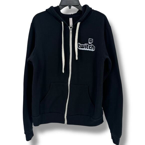 Twitch Partner Full Zip Front Back Print Hoodie Jacket Mens Size Medium Black - Picture 1 of 8